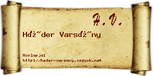 Héder Varsány névjegykártya